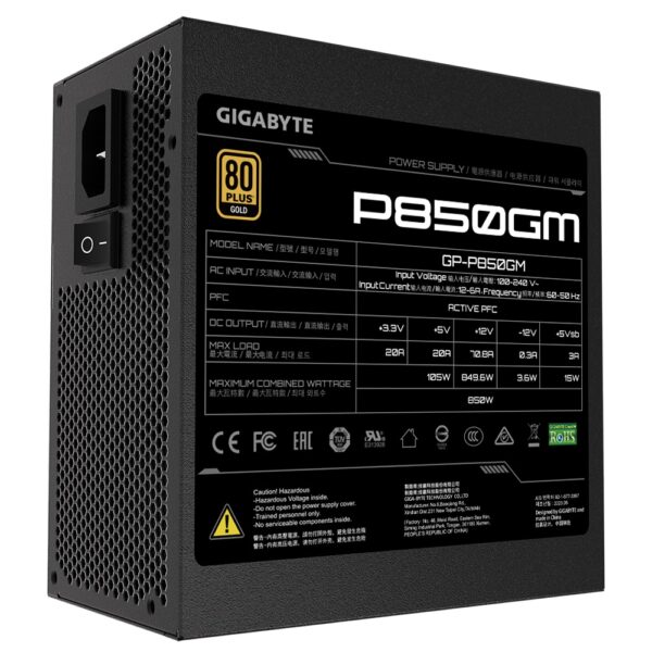 GIGABYTE zdroj 850W 80PLUS Gold Modular