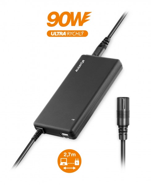 6-407 Univerzální adaptér pro notebooky se 16 výměnnými konektory a USB, 90W