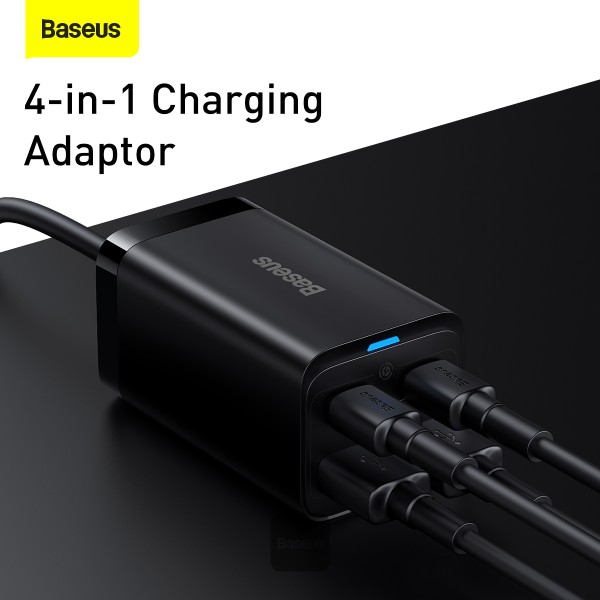 6-469 Baseus rychlonabíječka do sítě GaN3 Pro, 2x USB-C, 2x USB 65W černá