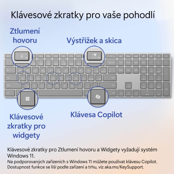 6-53 Microsoft Surface Keyboard (2. edice)/Bezdrátová Bluetooth/CZ-SK layout/Šedá