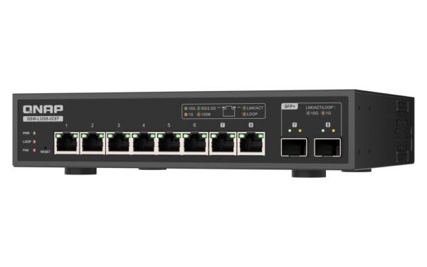 QNAP switch QSW-L3208-2C6T (6x 10GbE port, 2x 10G SFP+/NBASE-T Combo, Lite Managed)
