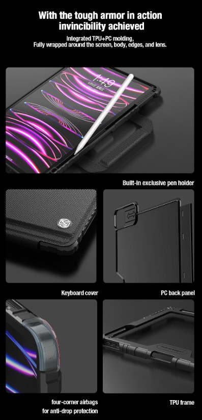 6902048281202-a-1 Nillkin Bumper GO Keyboard Case (Backlit Version) iPad Air 10.9 20/Air 4/Air 5/Pro 11 2020/22 Black