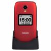 EVOLVEO EasyPhone FS, vyklápěcí mobilní telefon 2.8" pro seniory s nabíjecím stojánkem (červená barv