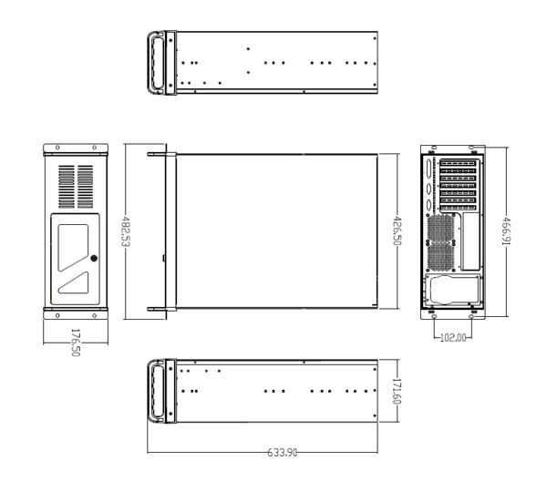 7-233 DATACOM 19" Case IPC 4U/585mm šedý bez PSU
