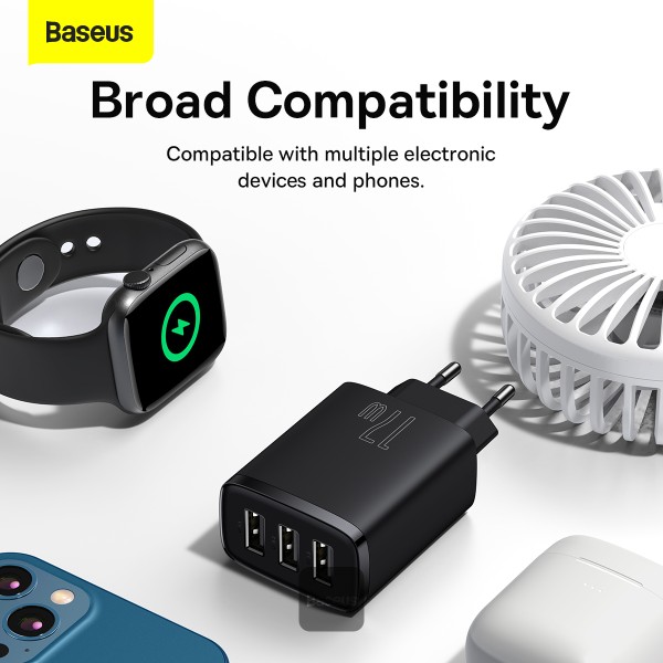 7-237 Baseus nabíječka do sítě Compact 3xUSB 17W černá