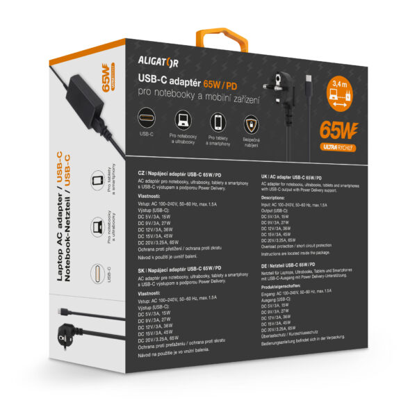 7-268 Aligator Power Delivery 65W USB-C adaptér
