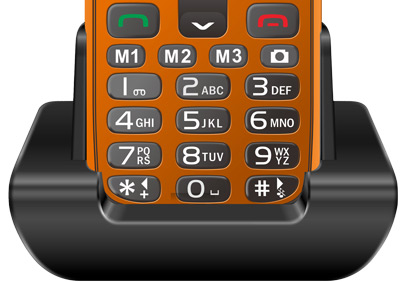 EVOLVEO EasyPhone XR, mobilní telefon pro seniory s nabíjecím stojánkem, oranžový
