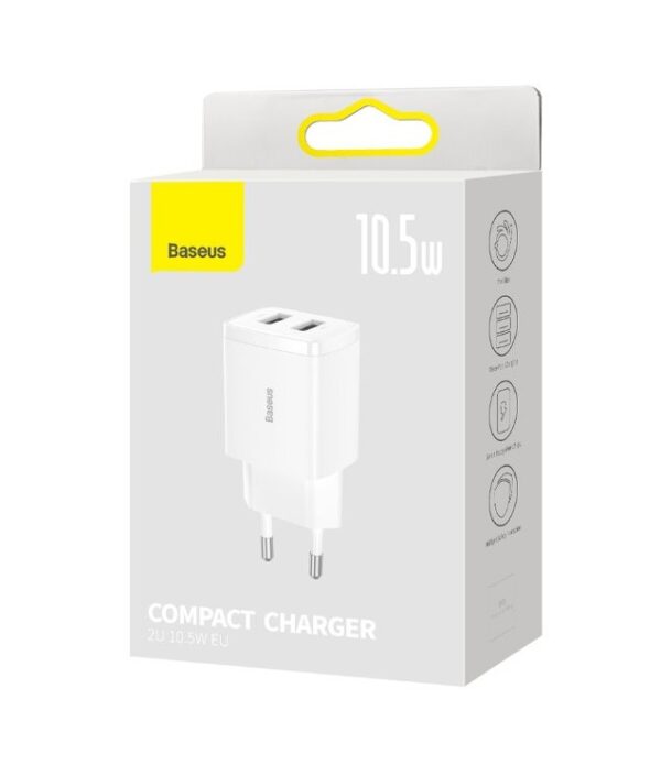 7-328 Baseus nabíječka do sítě Compact 2xUSB 10,5W bílá