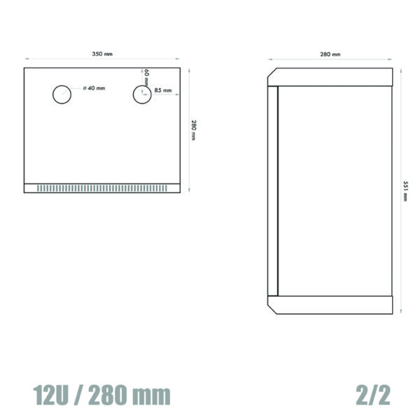 10" rack jednodílný 12U/280 DATACOM černý Skl.dv.