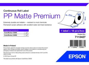 7113427_s-1 PP Matte Label Premium, Cont. Roll, 76mm x 29mm