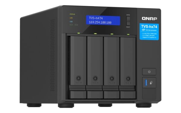 QNAP TVS-h474-PT-8G (2core 3,7GHz, ZFS, 8GB RAM, 4x SATA, 2x M.2 NVMe, 2x PCIe, 2x 2,5GbE, 1x HDMI)