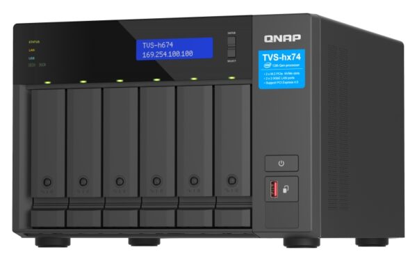 QNAP TVS-h674-i3-16G (4core 4,3GHz, ZFS, 16GB RAM, 6x SATA, 2x M.2 NVMe, 2x PCIe, 2x 2,5GbE, HDMI)