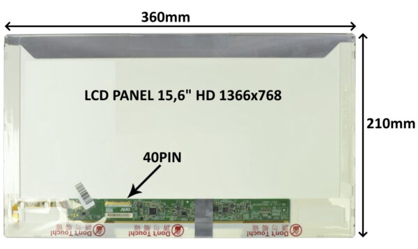77024194_s-2 LCD PANEL 15,6" HD 1366x768 40PIN LESKLÝ / ŠROUBOVÁNÍ Z BOKŮ