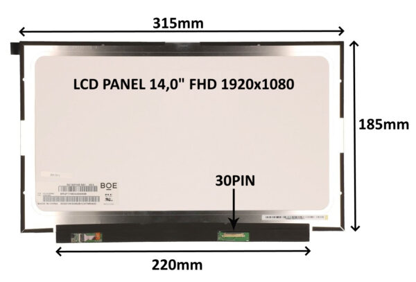 77042065_obr_s-2 LCD PANEL 14,0" FHD 1920x1080 30PIN MATNÝ IPS / BEZ ÚCHYTŮ
