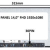 LCD PANEL 14,0" FHD 1920x1080 30PIN MATNÝ IPS / BEZ ÚCHYTŮ
