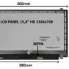 77046770_s-2 LCD PANEL 15,6" HD 1366x768 30PIN MATNÝ / ÚCHYTY NAHOŘE A DOLE