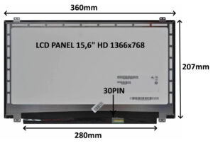 77046770_s-2 LCD PANEL 15,6" HD 1366x768 30PIN MATNÝ / ÚCHYTY NAHOŘE A DOLE