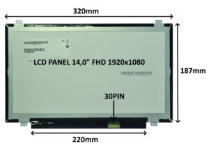 LCD PANEL 14,0" FHD 1920x1080 30PIN MATNÝ IPS / ÚCHYTY NAHOŘE A DOLE