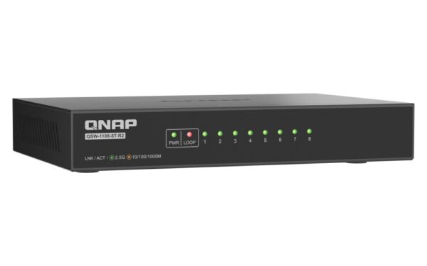 8-197 QNAP switch QSW-1108-8T-R2 (8x 2,5GbE port, pasivní chlazení, podpora 100M/ 1G/ 2,5G)