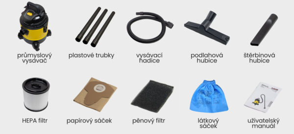 Salente ProVacs, průmyslový víceúčelový vysavač a fukar 4v1, žlutý