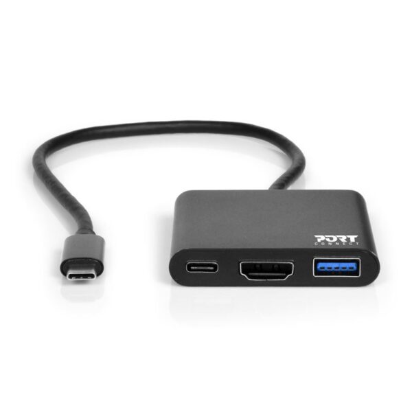 95BR7681_s-1 PORT CONNECT USB-C HUB, HDMI 1X 4K + USB-A + USB-C, černý