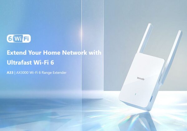Tenda A33 - WiFi Range Extender AX3000 WiFi 6, opakovač 2976 Mb/s, 1x GLAN 1 Gb/s, WPS,2x 5dBi, WPA3