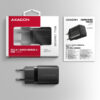 AXAGON ACU-PD20, nabíječka do sítě 20W, 1x port USB-C, PD3.0/PPS/QC4+/AFC/Apple, černá