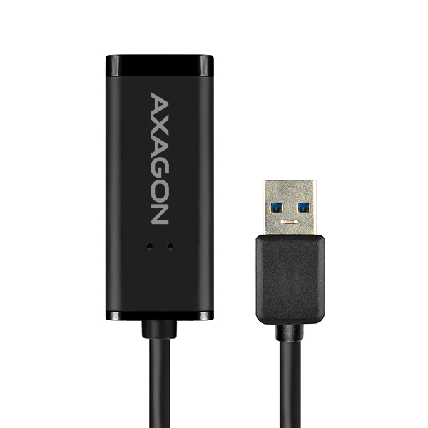 ADE-SR-02_vrch-600 AXAGON ADE-SR, USB-A 3.2 Gen 1 - Gigabit Ethernet síťová karta, auto instal, černá