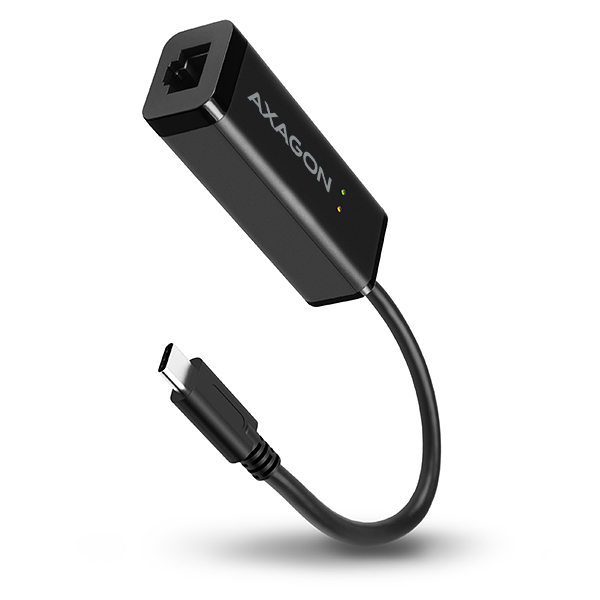 ADE-SRC-00_front1-600 AXAGON ADE-SRC, USB-C 3.2 Gen 1 - Gigabit Ethernet síťová karta, auto instal, černá