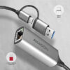 ADE-TXCA-05_kabel-600 AXAGON ADE-TXCA, USB-C + USB-A 3.2 Gen 1 - Gigabit Ethernet síťová karta, Asix AX88179, auto instal