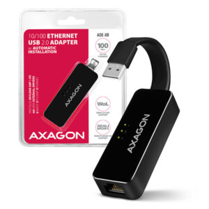 ADE-XR-AT_at-600_s AXAGON ADE-XR, USB 2.0 - Fast Ethernet síťová karta, auto instal, černá