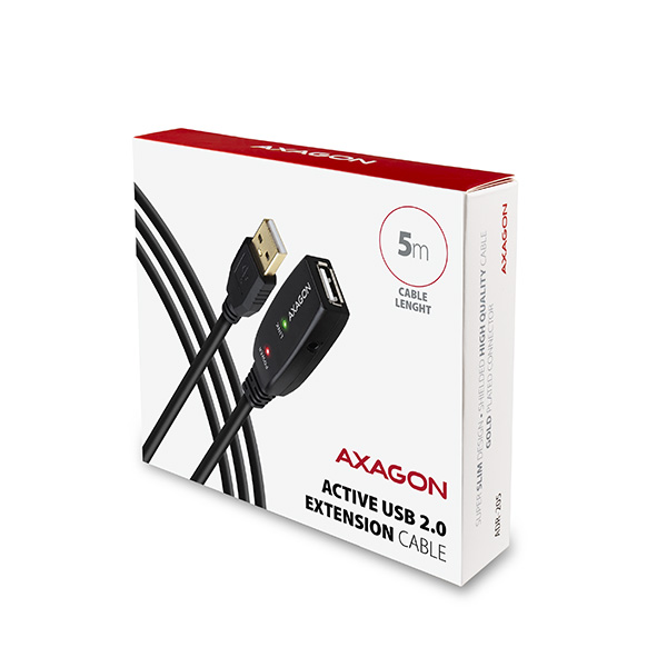 ADR-205-07_box-600c AXAGON ADR-205, USB 2.0 A-M -> A-F aktivní prodlužovací / repeater kabel, 5m