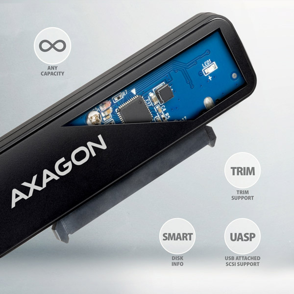 ADSA-FP2A-04_smart-600 AXAGON ADSA-FP2A, USB-A 5Gbps - SATA 6G 2.5" SSD/HDD SLIM adaptér