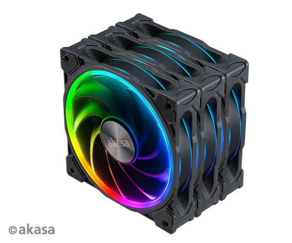 AK-FN108-KT03_g01_s přídavný ventilátor Akasa SOHO AR LED 12 cm RGB 3 ks