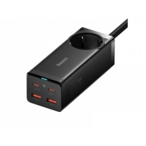 Baseus Rychlonabíječka do sítě GaN3 Pro, 2x USB-C, 2x USB + AC 100W s kabelem USB-C/USB-C černá