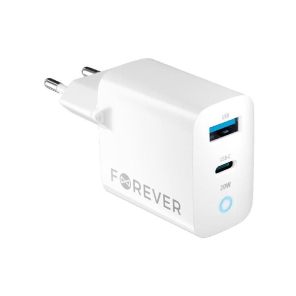ATCUSBCPD20WFOWH1_s-1 Nabíječka do sítě Forever TC-06-20AC PD QC 1x USB-C 1x USB 20W bílá
