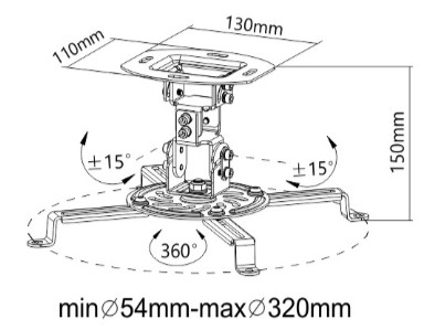 Stropní držák projektoru Brateck PRB-18F
