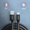 AXAGON BUCM3-AM10AB, SPEED kabel USB-C <-> USB-A, 1m, USB 3.2 Gen 1, 3A, ALU, oplet, černý