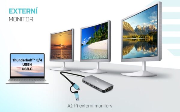 Clipboard01111111116 i-tec USB 3.0/USB-C/TB3 3x Display Metal Nano Dock with LAN, PD 100W