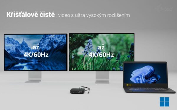 i-tec USB-C Dual HDMI Docking Station, Power Delivery 100W