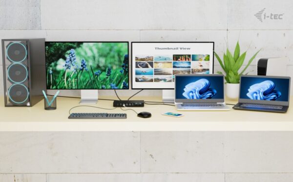 Clipboard14z i-tec USB-C KVM Docking station for 3 Hosts, Dual Display, 2x Power Delivery (1x 92W/2x 65W)