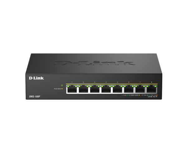 D-Link DMS-108P/E, 8x 2.5G PoE, Unmanaged Switch, Metal