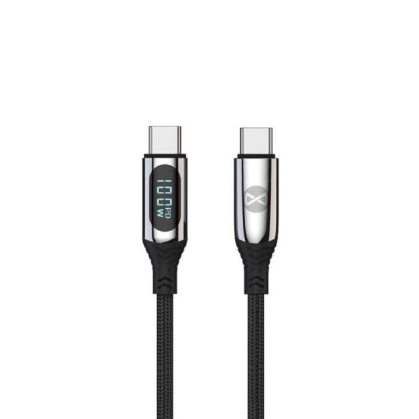 DATUSBC100WFOBK_s Datový kabel s LCD Forever USB-C/USB-C 1m 100W černý