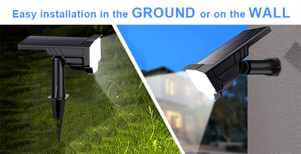 Venkovní solární LED světlo VIKING D26/650lm/2200mAh/3 režimy/IP65/instalace-zem i zeď