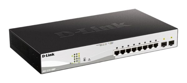 DGS-1210-10MP_F1_ImageL-Side- D-Link DGS-1210-10MP/E 10-Port Gigabit PoE+ Smart Switch inc. 2x SFP Ports, POE budget 130W