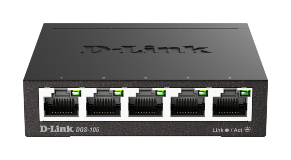 DGS105E1front D-Link DGS-105 kovový 5-port 10/100/1000 Switch