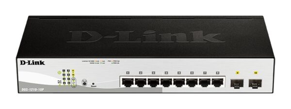 DGS121010PF1Image-LFront_s D-Link DGS-1210-10P, 10-port 10/100/1000 Gigabit PoE Smart Switch including 2x SFP 65W
