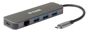 DUB-2334_A1_side_s D-Link 5-in-1 USB-C Hub with Gigabit Ethernet/Power Delivery