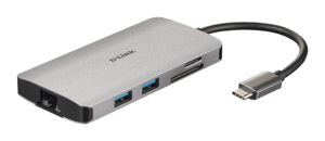 DUB_M810_A1_Side_s D-Link 8-in-1 USB-C Hub with HDMI/Ethernet/Card Reader/Power Delivery