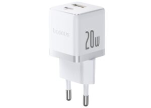 Baseus Rychlonabíječka do sítě Palm 20W 1xUSB-A 1xUSB-C PD QC 3.0 bílá